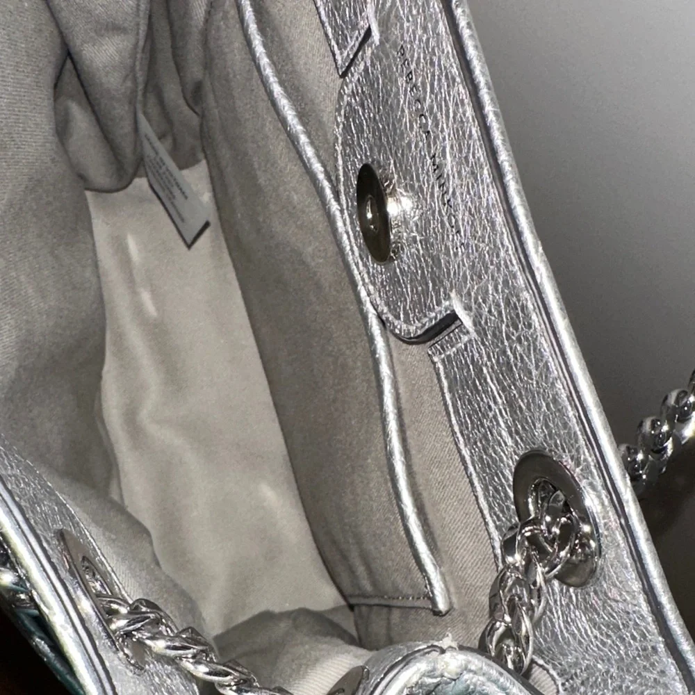 Rebecca Minkoff Edie Crossbody Bucket Bag in Silver Metallic